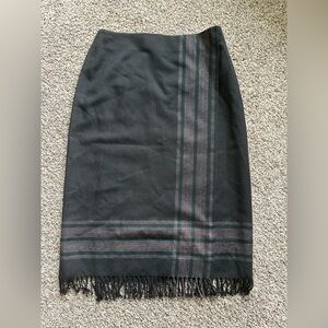Dana Buchman Black and Gray Plaid Wool Pencil Skirt